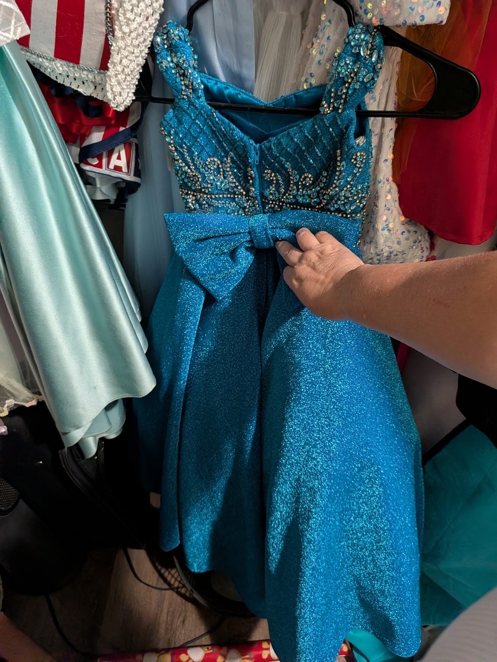 Rachel Allan Blue Sparkle Embellished Girls Party Dress - Picture 2 of 2